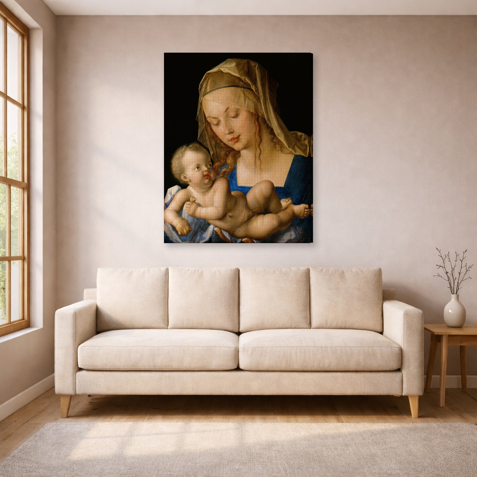 Albrecht Durer - Madonna of the Pear - gallery wrap lifestyle living room 1