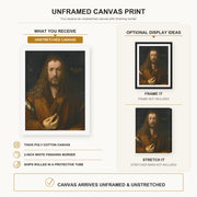 Albrecht Durer - Self Portrait at the Age of Twenty Eight 1500 - canvas print combined product and display infographic frame and bars not included