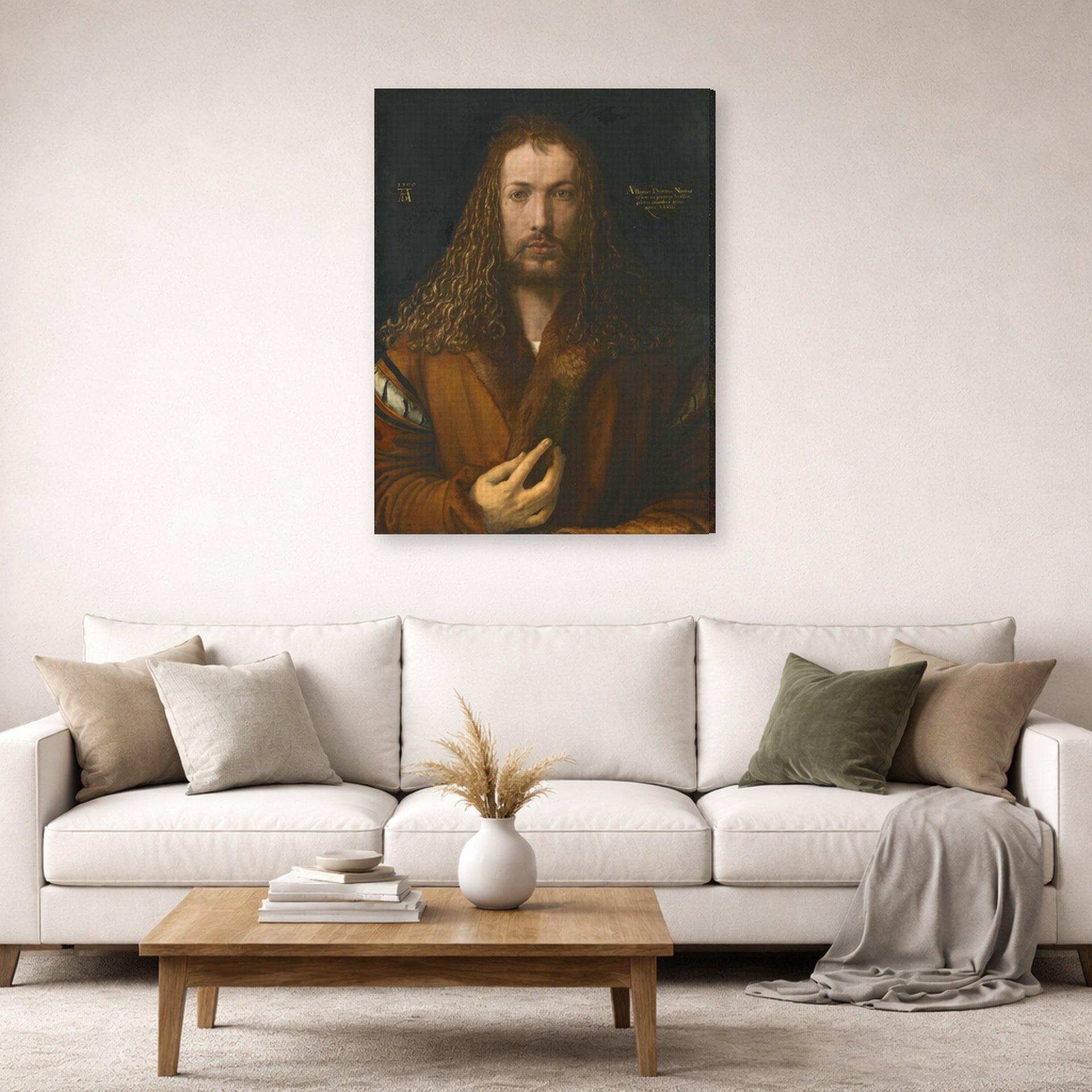 Albrecht Durer - Self Portrait at the Age of Twenty Eight 1500 - gallery wrap lifestyle living room 2