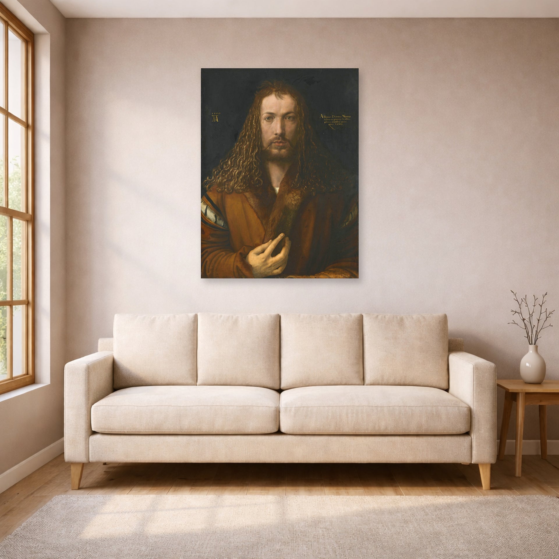 Albrecht Durer - Self Portrait at the Age of Twenty Eight 1500 - poster print lifestyle living room 1 unframed