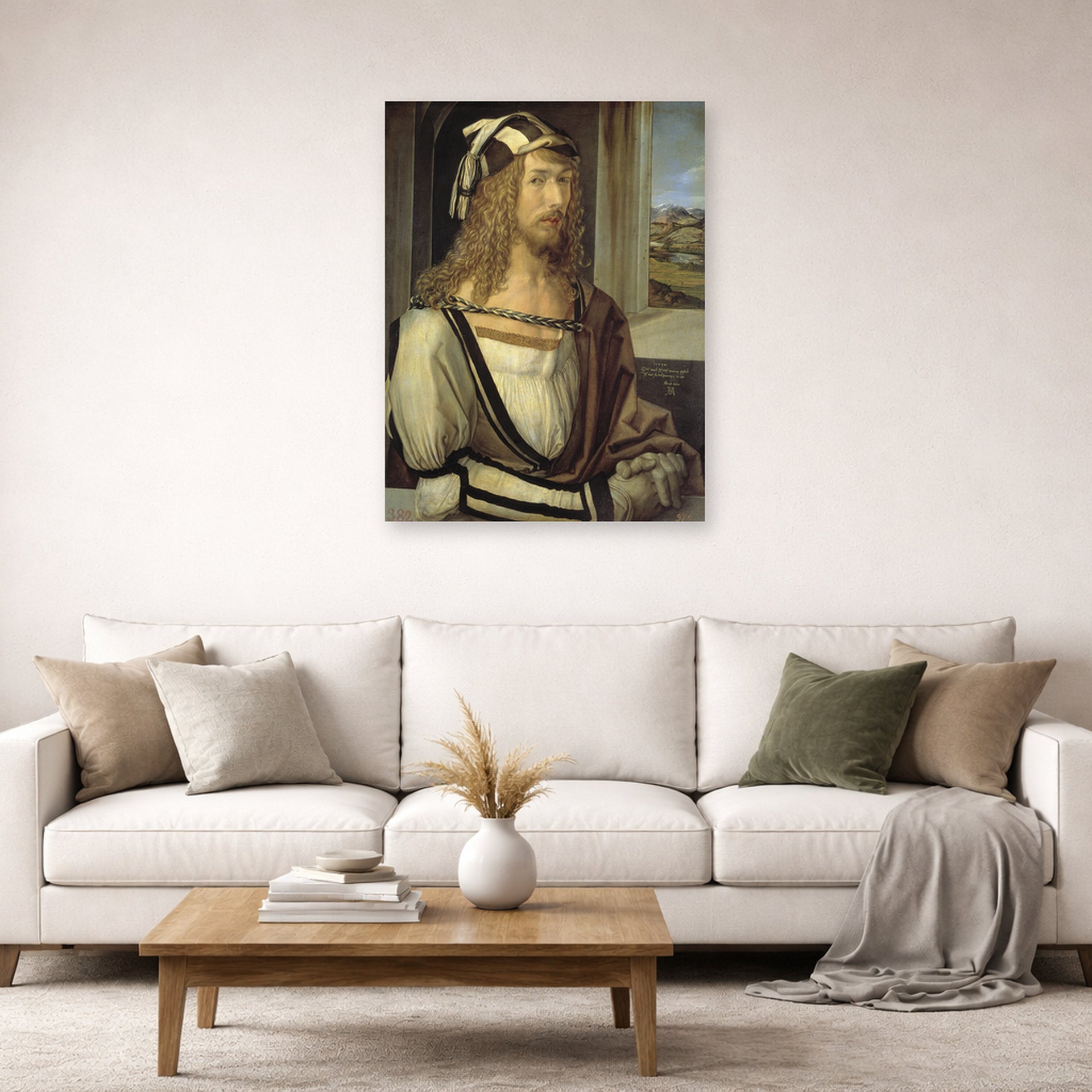 Albrecht Durer - Self Portrait at the Age of Twenty Six 1498 - poster print lifestyle living room 2 unframed