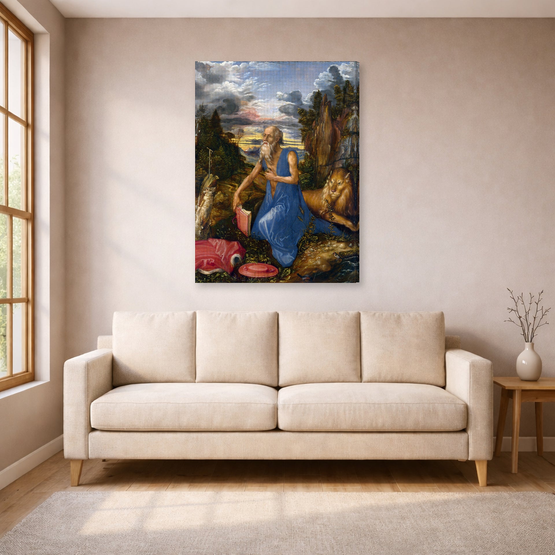 Albrecht Durer - St Jerome in the Wilderness - gallery wrap lifestyle living room 1