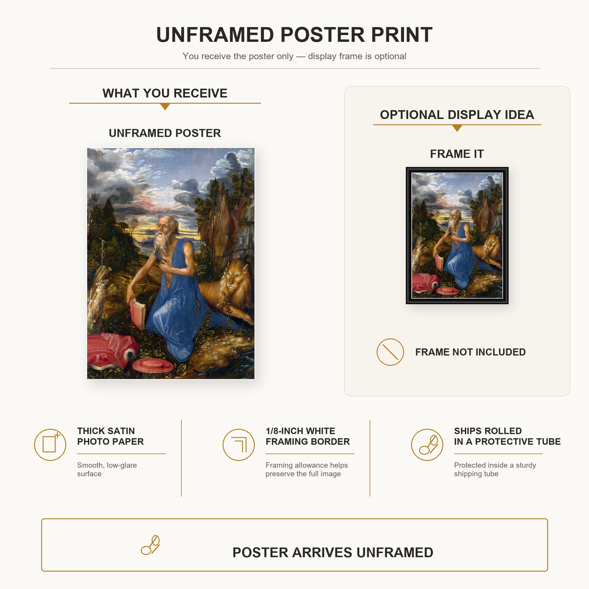Albrecht Durer - St Jerome in the Wilderness - poster print combined product and display infographic