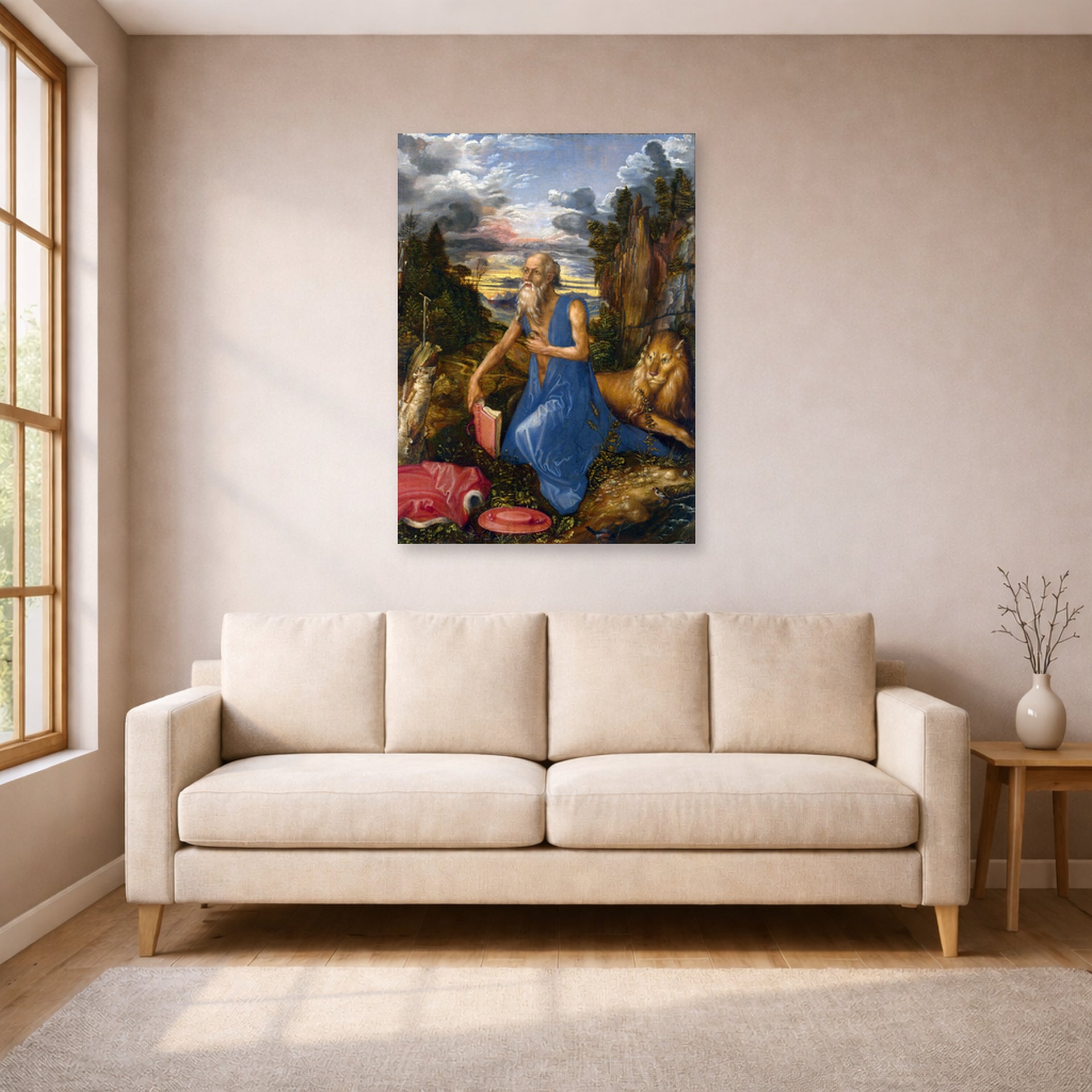 Albrecht Durer - St Jerome in the Wilderness - poster print lifestyle living room 1 unframed