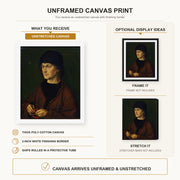 Albrecht Durer - The Elder with a Rosary - canvas print combined product and display infographic frame and bars not included