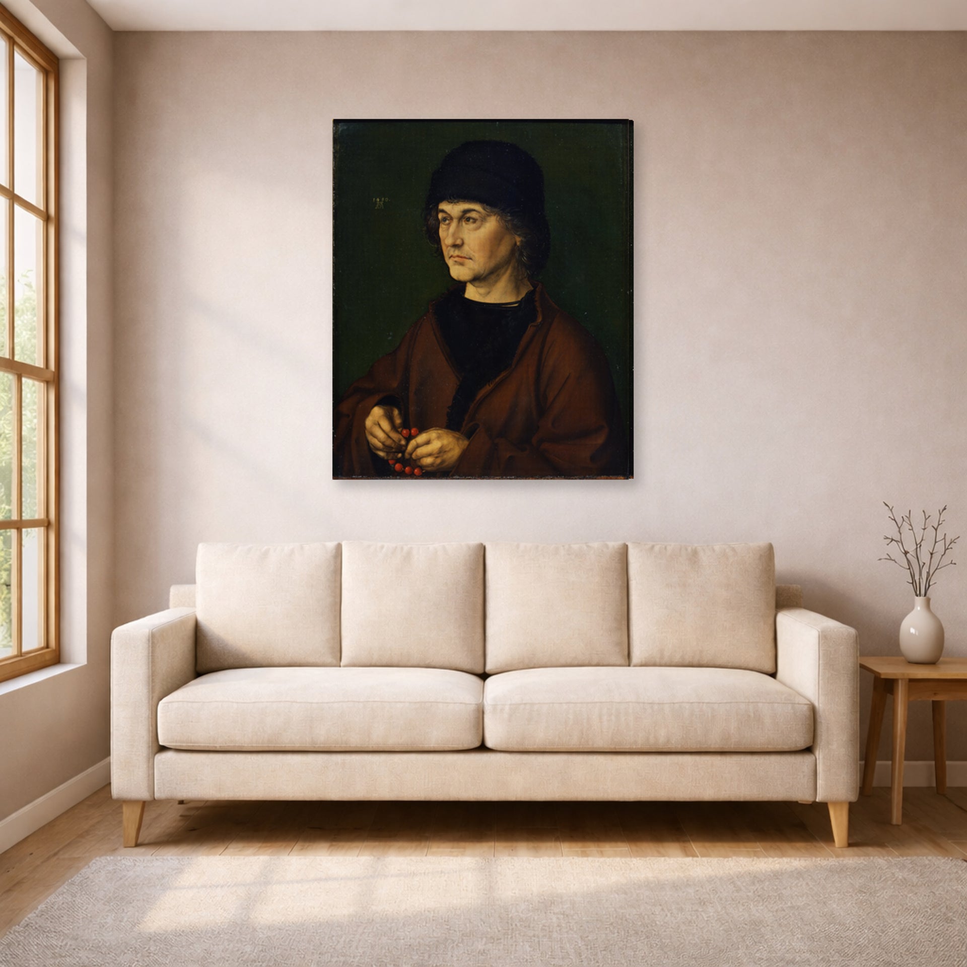 Albrecht Durer - The Elder with a Rosary - gallery wrap lifestyle living room 1