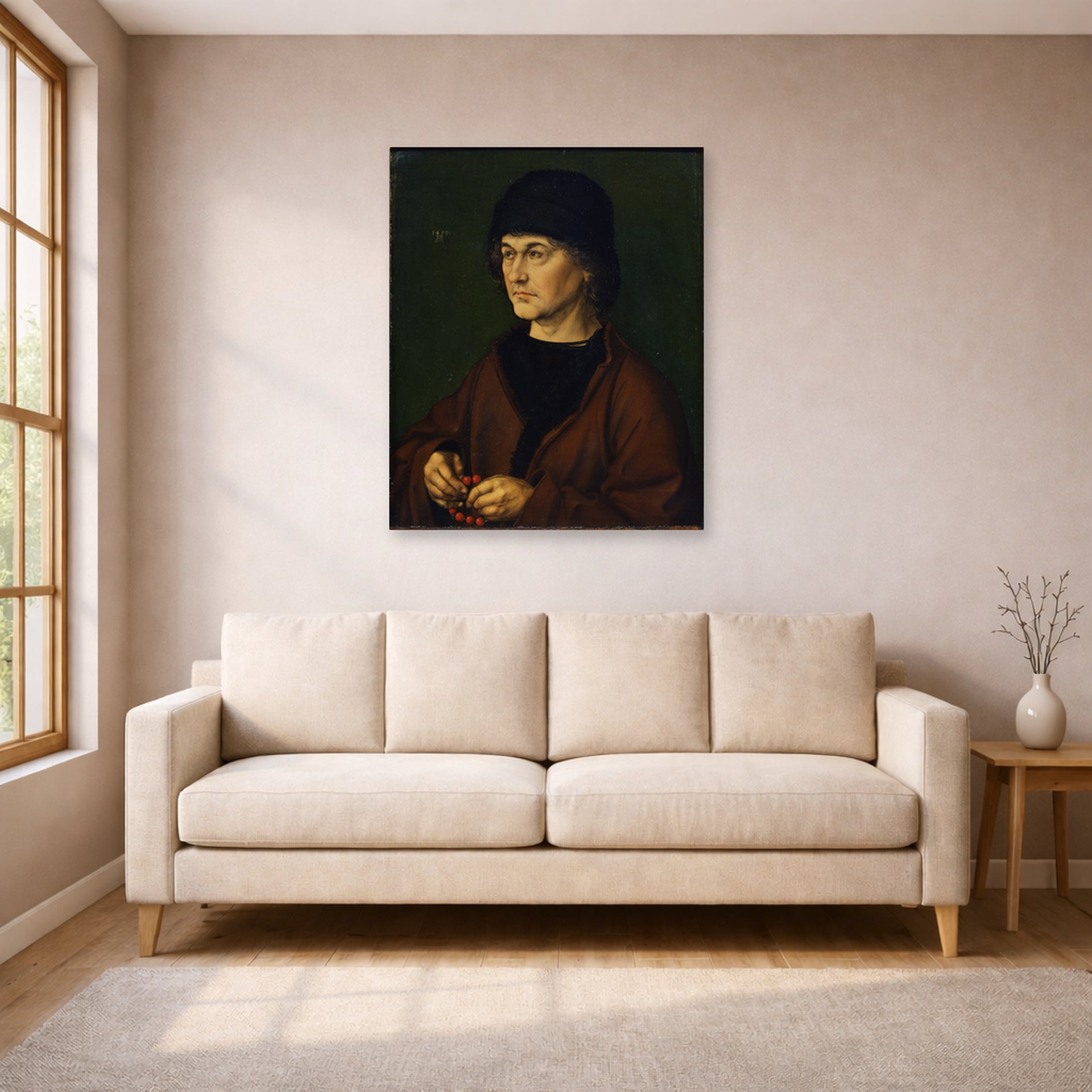 Albrecht Durer - The Elder with a Rosary - poster print lifestyle living room 1 unframed