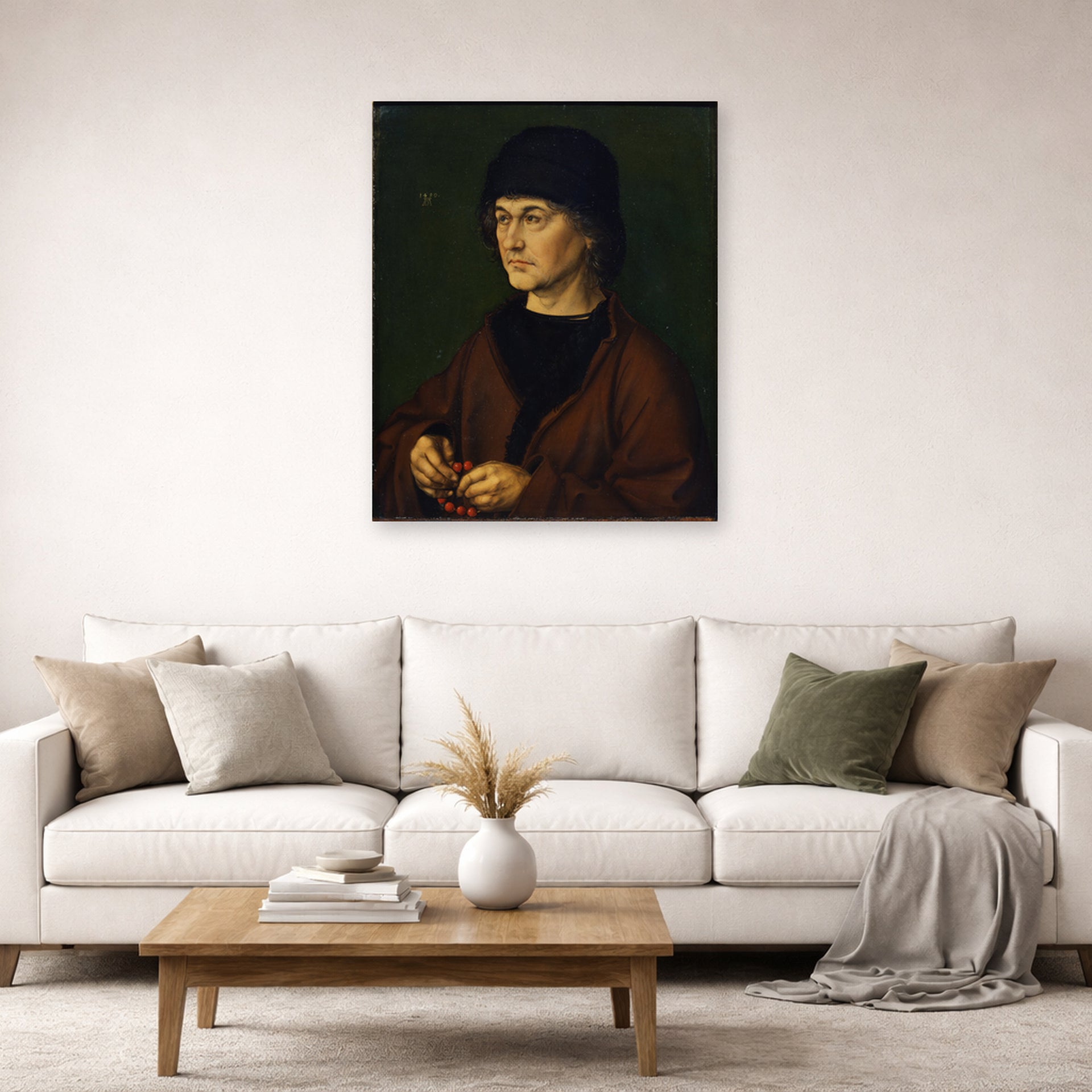 Albrecht Durer - The Elder with a Rosary - poster print lifestyle living room 2 unframed