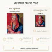Albrecht Durer - The Virgin Mary in Prayer - poster print combined product and display infographic
