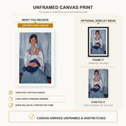 Amedeo Modigliani - Gypsy Woman with Baby canvas print size comparison and framing display infographic