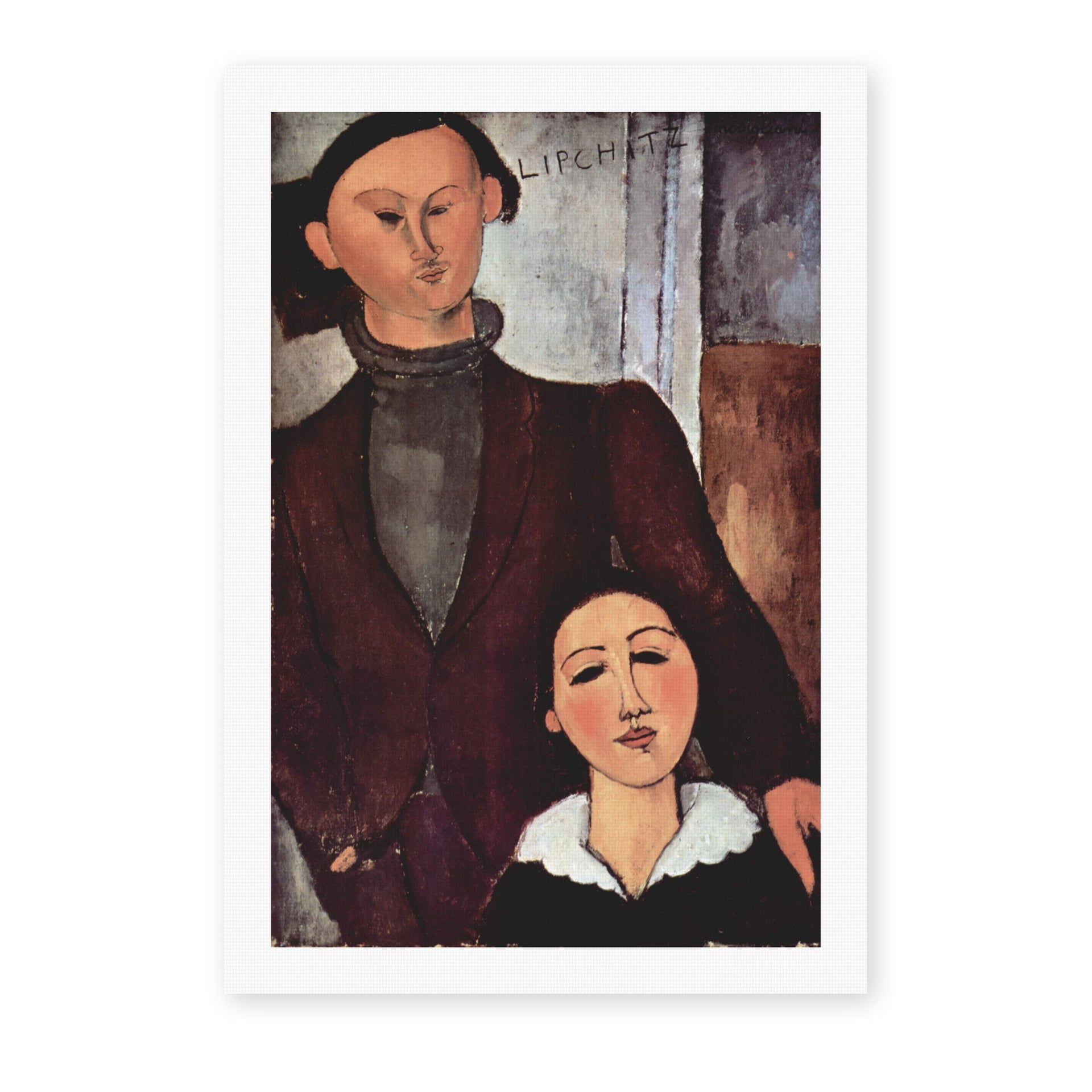 Amedeo Modigliani's 'Jacques and Berthe Lipchitz' painting reproduced as a rolled canvas print