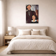 Gallery-wrapped canvas print of Amedeo Modigliani's Jacques and Berthe Lipchitz displayed on a wall in a bedroom