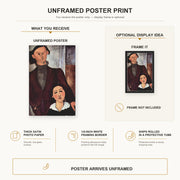 Amedeo Modigliani - Jacques and Berthe Lipchitz poster print size comparison and framing display infographic