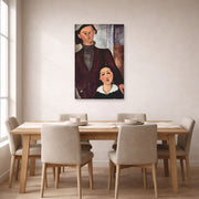 Unframed poster print of Amedeo Modigliani's Jacques and Berthe Lipchitz displayed on a wall in a dining room