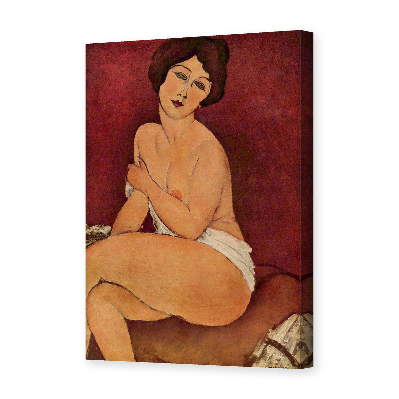 Amedeo Modigliani's 'Nude Sitting on a Divan (La Belle Romaine)' painting reproduced as a gallery-wrapped canvas print