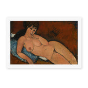Amedeo Modigliani's 'Nude on a Blue Cushion' painting reproduced as a rolled canvas print