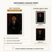 Amedeo Modigliani - Paul Guillaume, Novo Pilota canvas print size comparison and framing display infographic