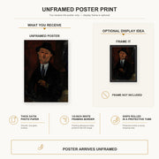 Amedeo Modigliani - Paul Guillaume, Novo Pilota poster print size comparison and framing display infographic