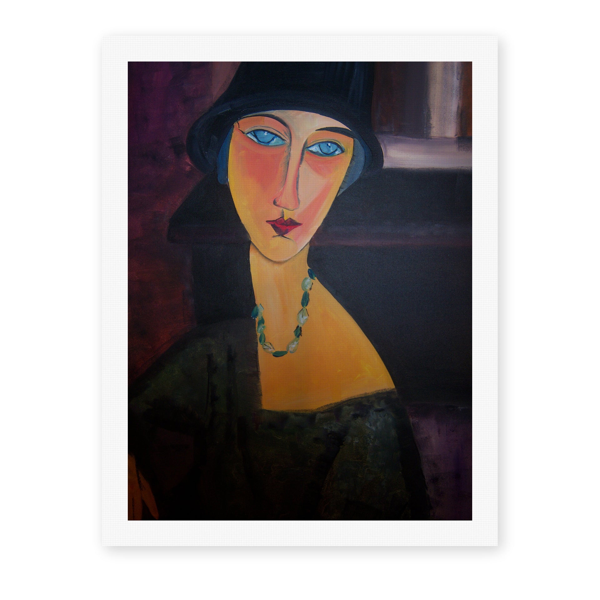 Amedeo Modigliani's 'Portrait of Jeanne Hebuterne' painting reproduced as a rolled canvas print