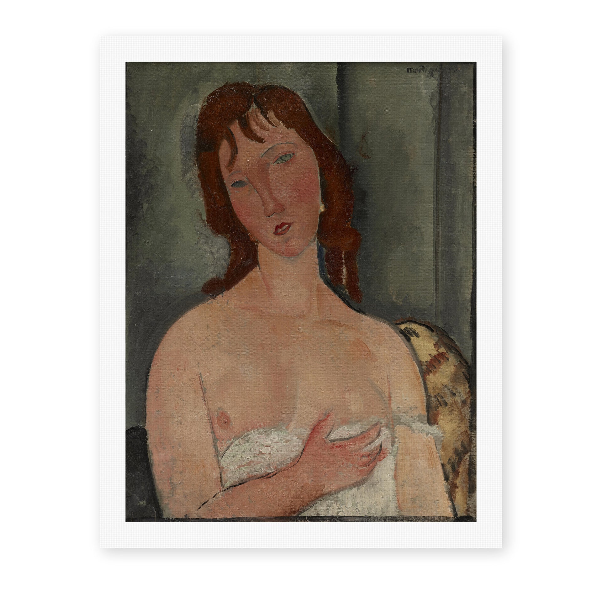 Amedeo Modigliani's 'Portrait of a Young Woman' painting reproduced as a rolled canvas print