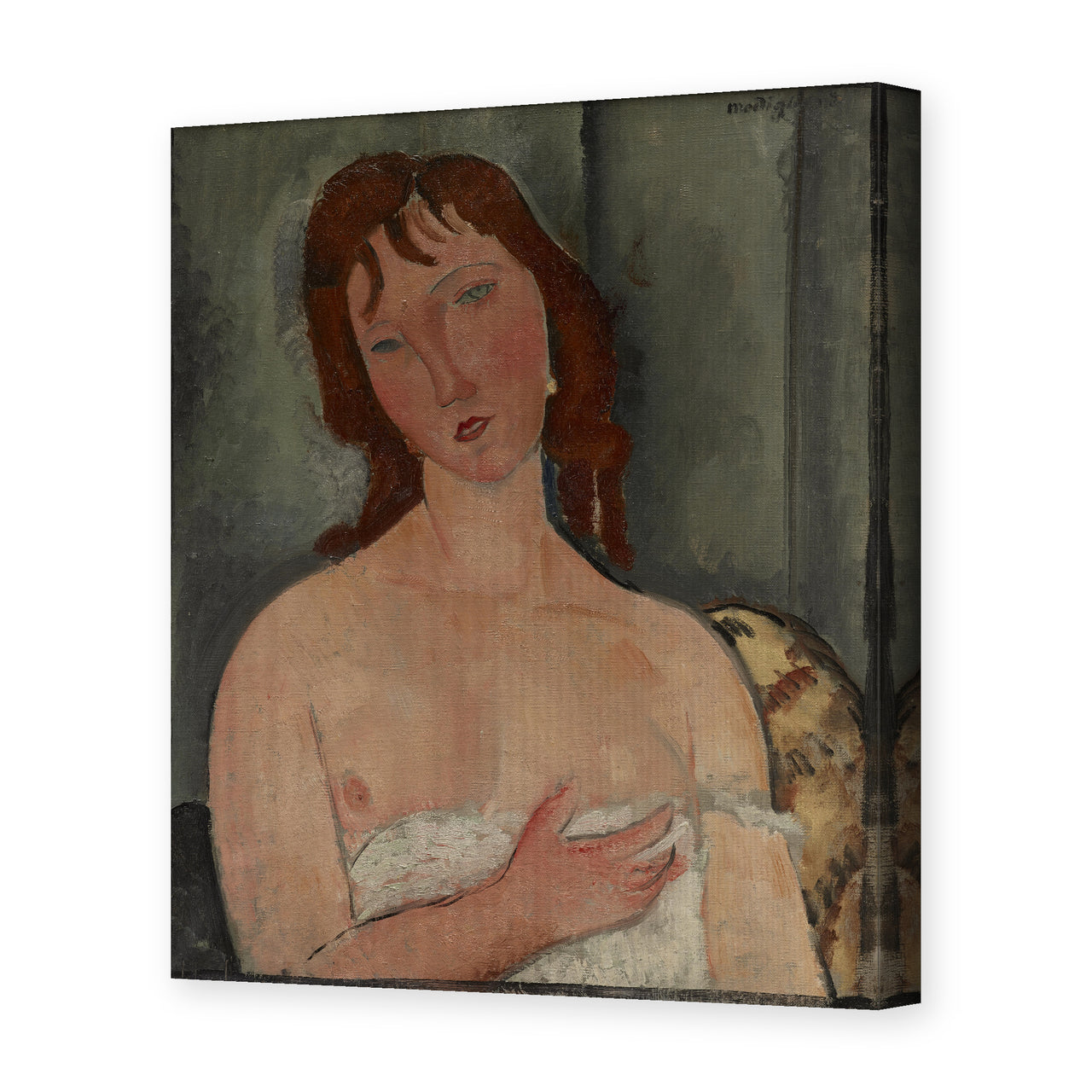 Amedeo Modigliani's 'Portrait of a Young Woman' painting reproduced as a gallery-wrapped canvas print