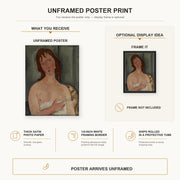 Amedeo Modigliani - Portrait of a Young Woman poster print size comparison and framing display infographic