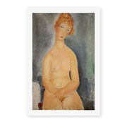 Amedeo Modigliani's 'Seated Nude' painting reproduced as a rolled canvas print