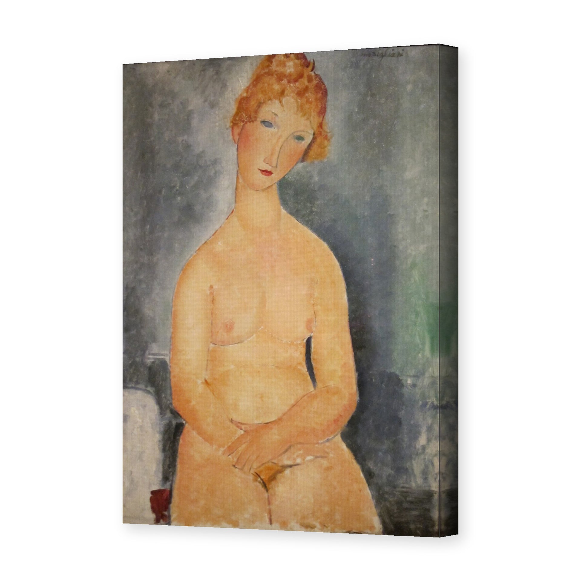 Amedeo Modigliani's 'Seated Nude' painting reproduced as a gallery-wrapped canvas print