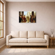 Gallery-wrapped canvas print of Antonio Ciseri's Ecce Homo displayed on a wall in a living room
