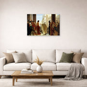 Gallery-wrapped canvas print of Antonio Ciseri's Ecce Homo displayed on a wall in a second living room setting