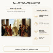 Antonio Ciseri - Ecce Homo gallery wrap canvas construction and hanging details infographic