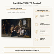 Artemisia Gentileschi - Birth of Saint John the Baptist gallery wrap canvas construction and hanging details infographic