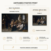 Artemisia Gentileschi - Birth of Saint John the Baptist poster print size comparison and framing display infographic