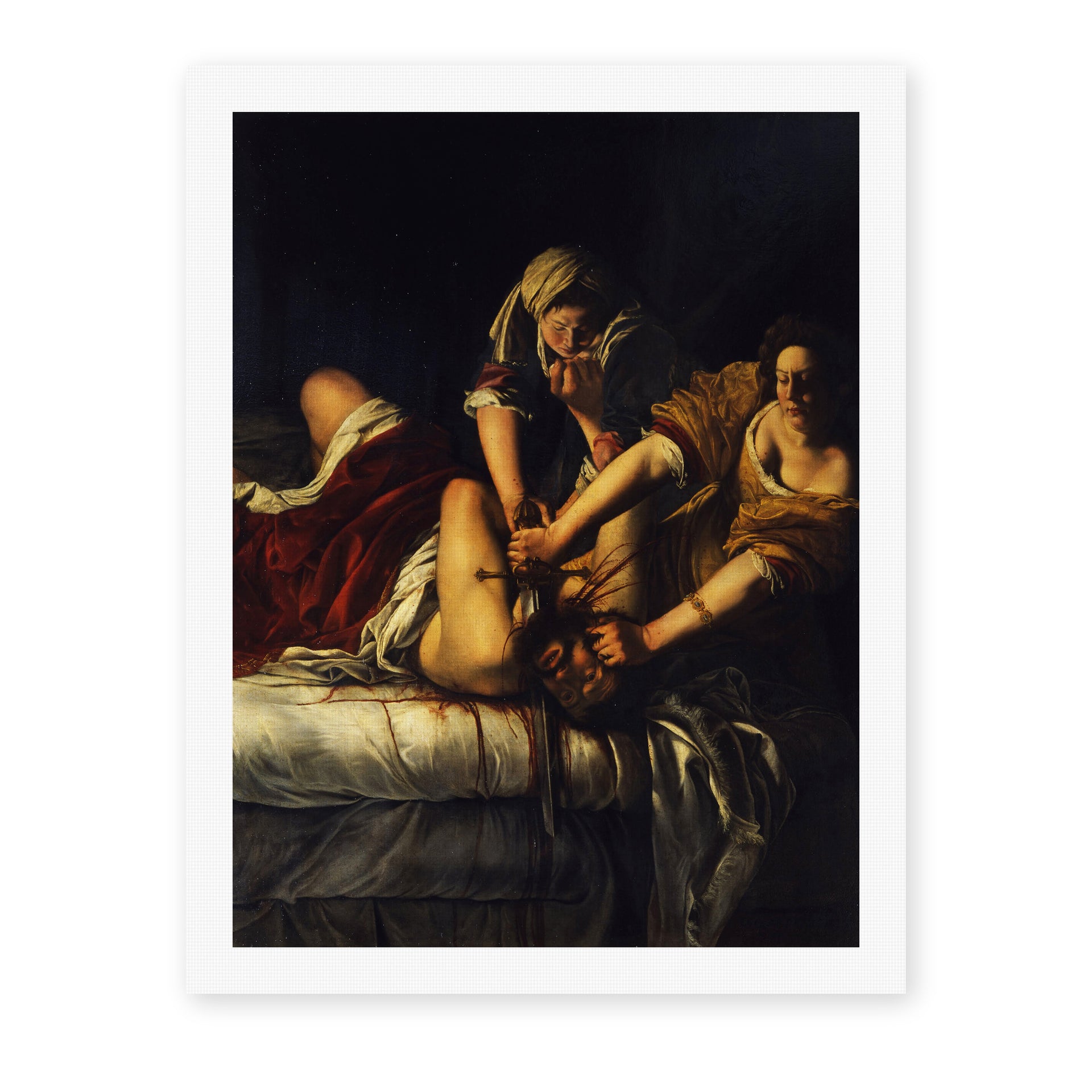Artemisia Gentileschi's 'Judith Slaying Holofernes' painting reproduced as a rolled canvas print