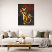 Gallery-wrapped canvas print of Artemisia Gentileschi's Judith with the head of Holofernes displayed on a wall in a living room