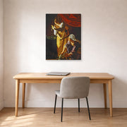 Gallery-wrapped canvas print of Artemisia Gentileschi's Judith with the head of Holofernes displayed on a wall in a home office