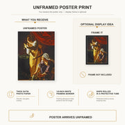 Artemisia Gentileschi - Judith with the head of Holofernes poster print size comparison and framing display infographic