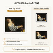 Artemisia Gentileschi - Mary Magdalene In Ecstasy canvas print size comparison and framing display infographic