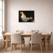 Gallery-wrapped canvas print of Artemisia Gentileschi's Mary Magdalene In Ecstasy displayed on a wall in a dining room