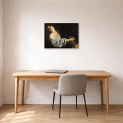 Gallery-wrapped canvas print of Artemisia Gentileschi's Mary Magdalene In Ecstasy displayed on a wall in a home office