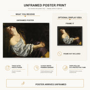 Artemisia Gentileschi - Mary Magdalene In Ecstasy poster print size comparison and framing display infographic