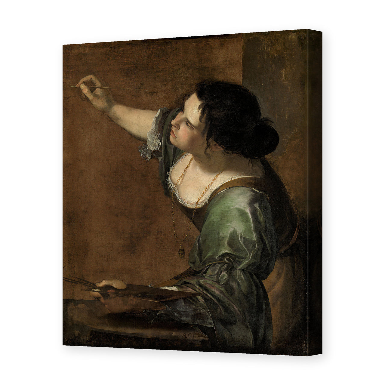 Artemisia Gentileschi's 'Self Portrait as the Allegory of Painting' painting reproduced as a gallery-wrapped canvas print