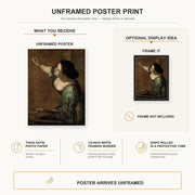 Artemisia Gentileschi - Self Portrait as the Allegory of Painting poster print size comparison and framing display infographic