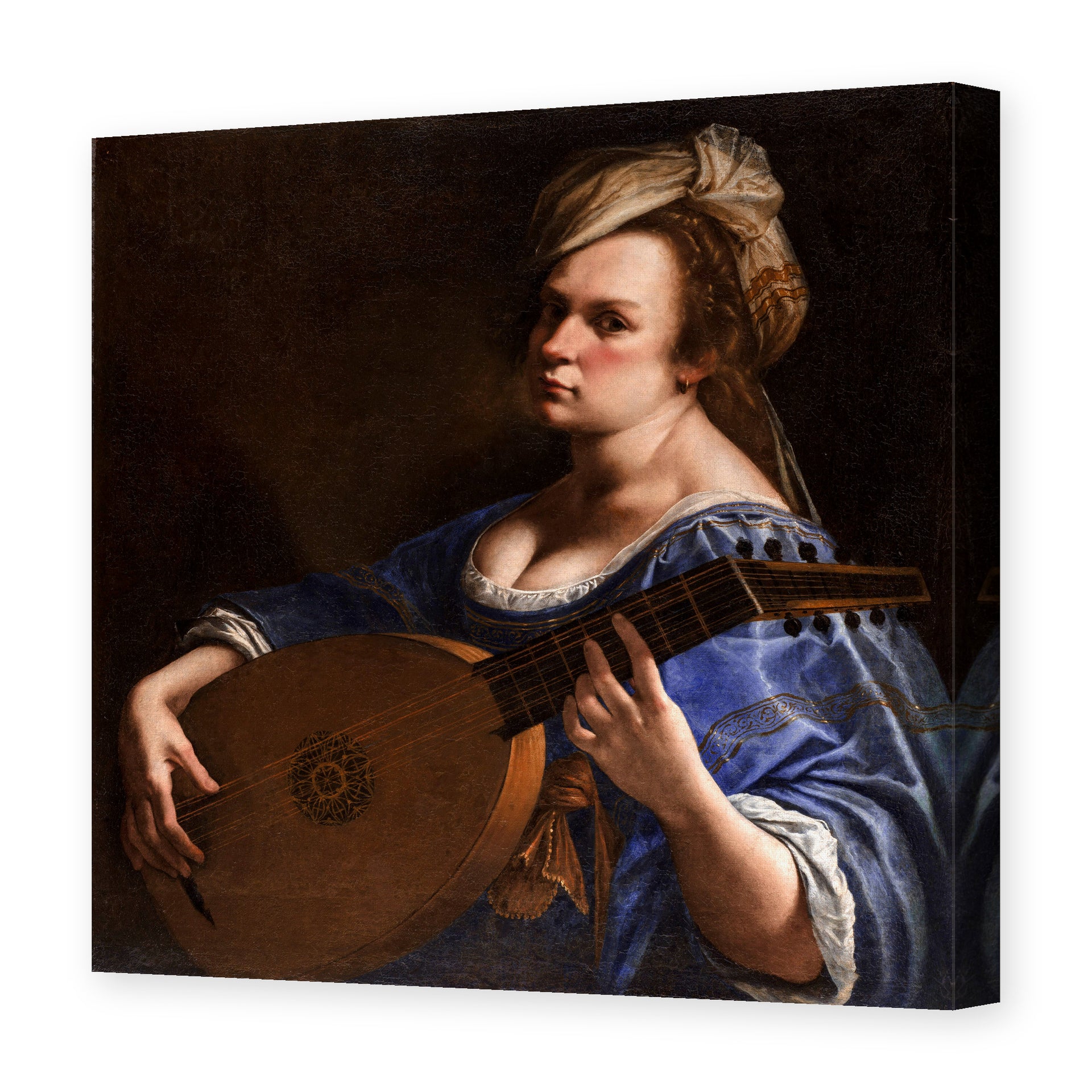 Artemisia Gentileschi's 'Self Portrait as a Lute Player' painting reproduced as a gallery-wrapped canvas print