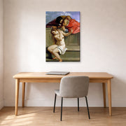 Gallery-wrapped canvas print of Artemisia Gentileschi's Susanna and the Elders displayed on a wall in a home office