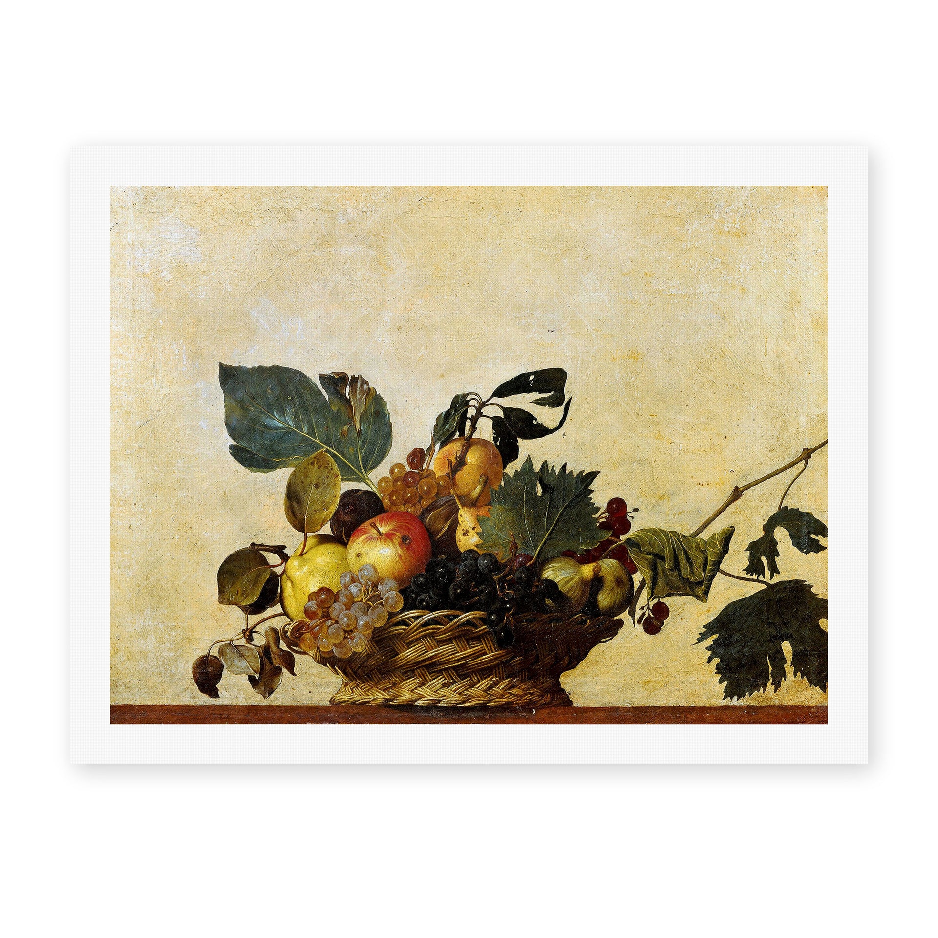 Caravaggio's 'Basket of Fruit' painting reproduced as a rolled canvas print