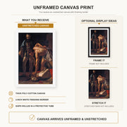 Caravaggio - Beheading of Saint John the Baptist canvas print size comparison and framing display infographic