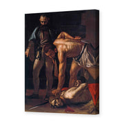 Caravaggio's 'Beheading of Saint John the Baptist' painting reproduced as a gallery-wrapped canvas print, Caravaggio's only signed painting, finished in Malta in 1608