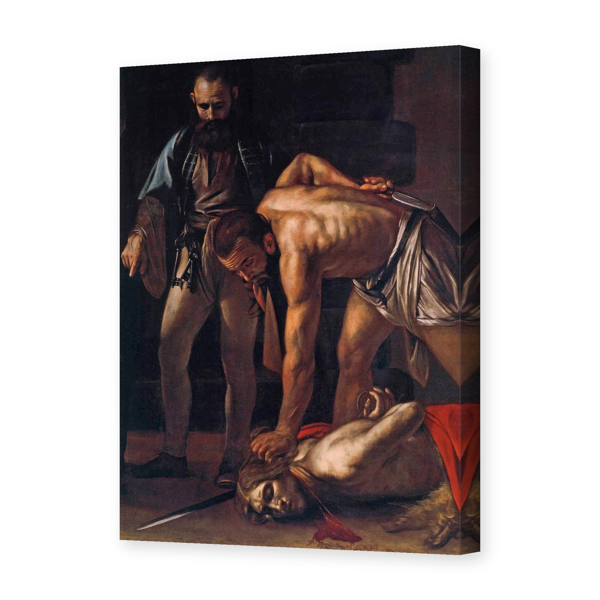 Caravaggio's 'Beheading of Saint John the Baptist' painting reproduced as a gallery-wrapped canvas print, Caravaggio's only signed painting, finished in Malta in 1608