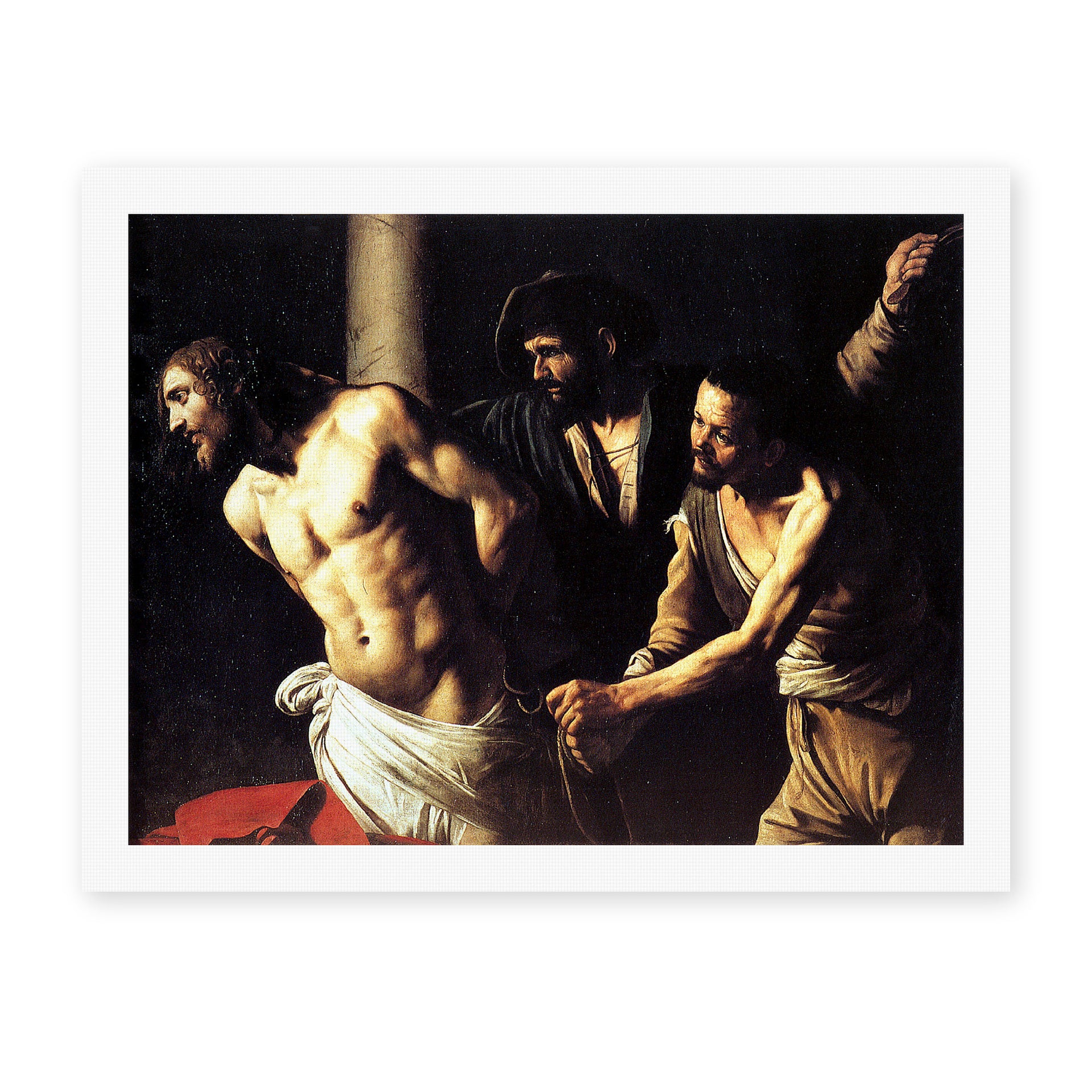 Caravaggio's 'Christ of the Column' painting reproduced as a rolled canvas print
